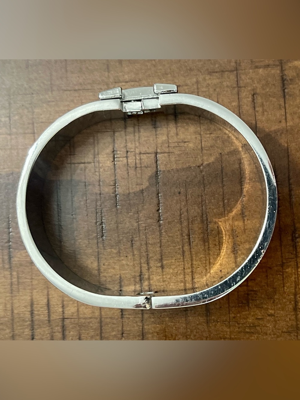 Silver & Orange H Bangle Click Bracelet Costume Jewelry High End Look - Picture 9 of 13